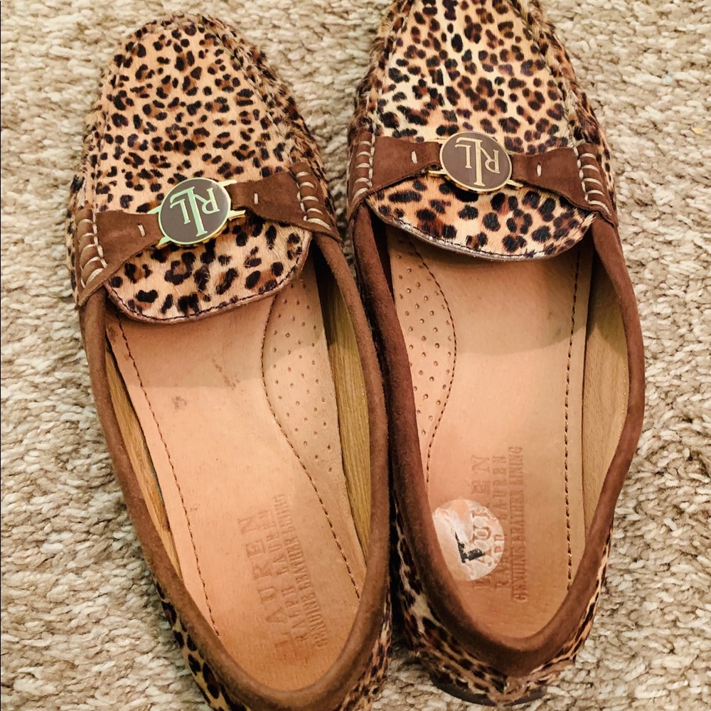 Ralph Lauren Carley II Leather Cheetah Loafers